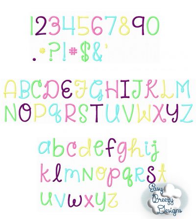 Digger Embroidery Font, Alphabet, Numbers & Symbols Embroidery Design Files - Digital Download