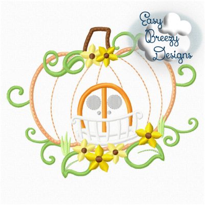 Fairy Pumpkin House Applique Design - Machine Embroidery Files - Digital Download
