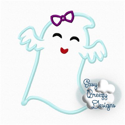 Ghostly Girl Ghost Applique, Halloween Design, Embroidery Design Download - Digital Download Machine Embroidery File