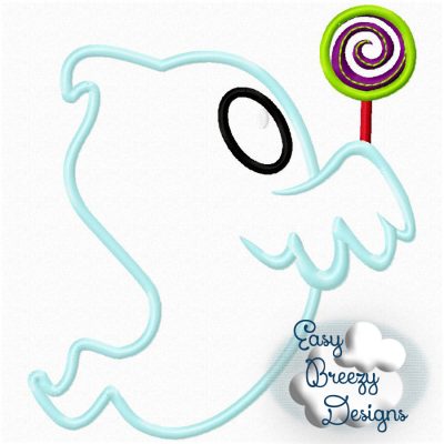 Ghostly Treats Ghost Applique, Halloween Design, Embroidery Design Download - Digital Download Machine Embroidery File