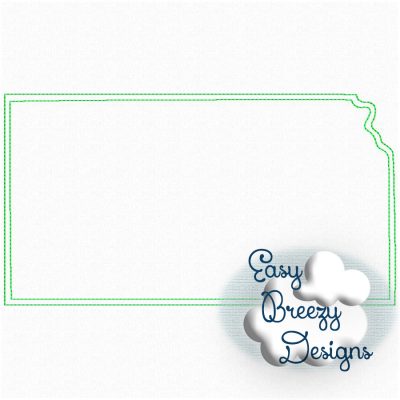 Kansas State Outline Raggy Applique, State Home Design Download - Digital Download Machine Embroidery File
