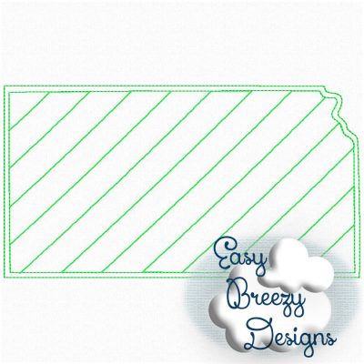 Kansas State Outline Raggy Applique, State Home Design Download - Digital Download Machine Embroidery File - Image 2