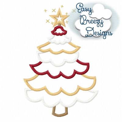 Tiered Scalloped Christmas Tree Applique, Christmas Embroidery Design, Christmas Embroidery - Machine Embroidery Files - Digital Download