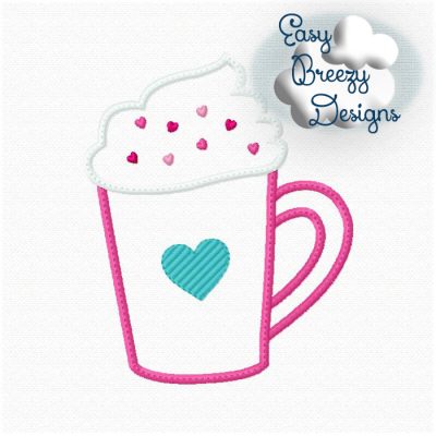Cappucino Applique Design File, Coffee Cup Applique Design - Digital Download Files