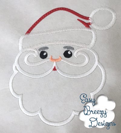 Holly Jolly Santa Face Applique Design, Christmas Embroidery Design, Christmas Embroidery - Machine Embroidery Files - Digital Download