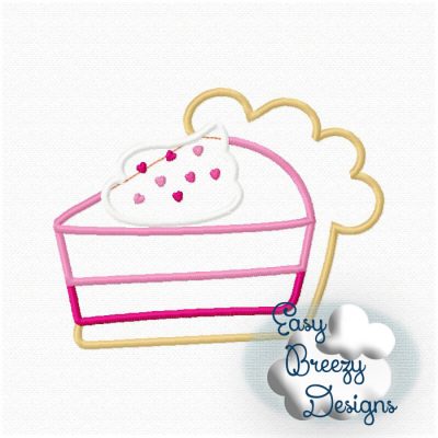 Pie Slice with Whipped Topping and Heart Sprinkles, Pie Applique Design, Layered Pie Applique Design - Digital Download Files