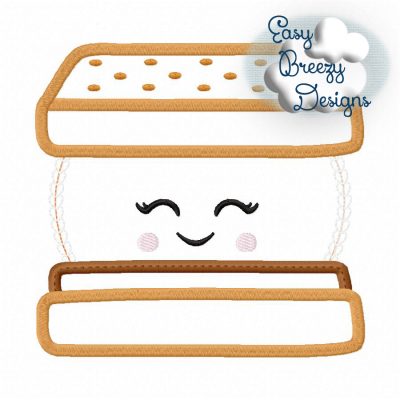 S'Mores Marshmallow Applique Design, Making S'mores - Machine Embroidery Files - Digital Download