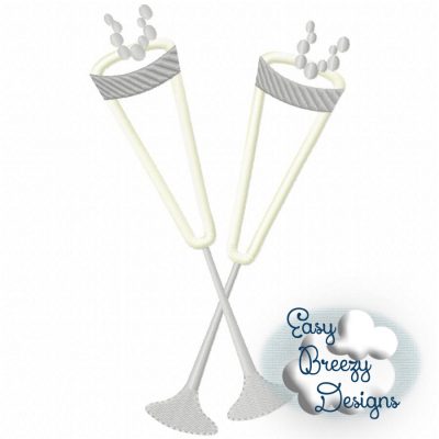 Champagne Flutes, Champagne Applique, Party Applique Download Template - Digital Download Machine Embroidery File