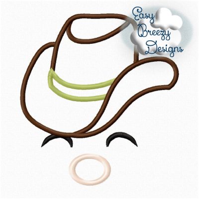 Cowboy Face Applique Design, Cowboy Hat Face Applique, Farm Life, Country Boy Face  - Machine Embroidery Files - Digital Download