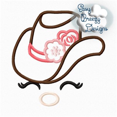 Floral Cowgirl Face Applique Design, Cowboy Hat Face Applique, Farm Life, Country Girl Face  - Machine Embroidery Files - Digital Download