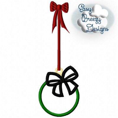 Christmas Bow Ornament, Hanging Ribbon Ornament Applique Design - Machine Embroidery Files - Digital Download