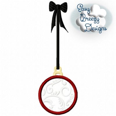 Christmas Damask Ornament, Hanging Ribbon Ornament Applique Design - Machine Embroidery Files - Digital Download