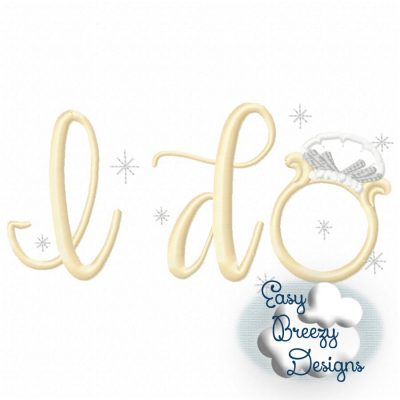 I Do Diamond Ring Applique, Wedding Saying Embroidery, Party Applique Download - Digital Download Machine Embroidery File