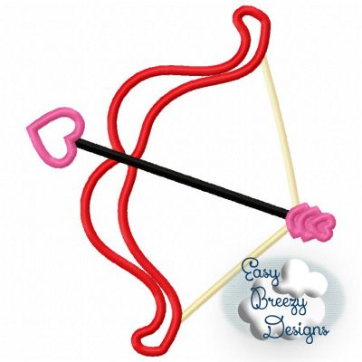 Cupid Arrow Applique Design, Heart Bow Arrow Applique Design – Valentine Love Theme – Digital Download Files