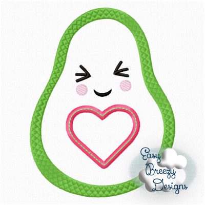 Delighted Avocado Applique Design, Guacamole Applique Design, Cute Heart Center - Mexican Food Theme - Digital Download Files