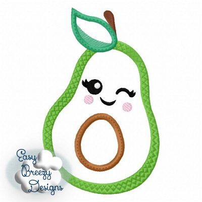 Flirty Avocado Applique Design, Avocado Face Guacamole Applique Design – Mexican Food Theme – Digital Download Files