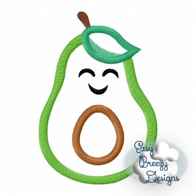Happy Avocado Applique Design, Guacamole Applique Design, Cute Swoop Leaf Hair - Mexican Food Theme - Digital Download Files