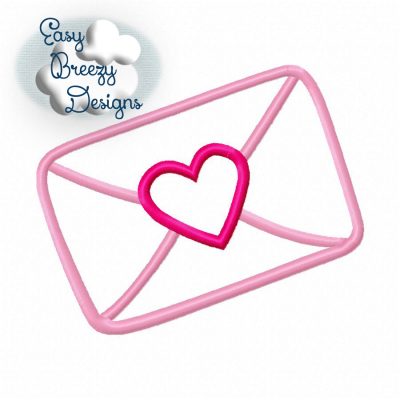 Heart Envelope Applique Design, Valentine's Day Applique Design - Embroidery File - Digital Download
