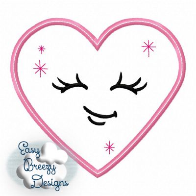 Heart Love Applique Design, Heart Emoji Applique Design - Embroidery File - Digital Download