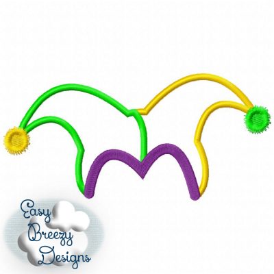 Jester Hat Applique, Mardi Gras Applique Design - Machine Embroidery Files - Digital Download
