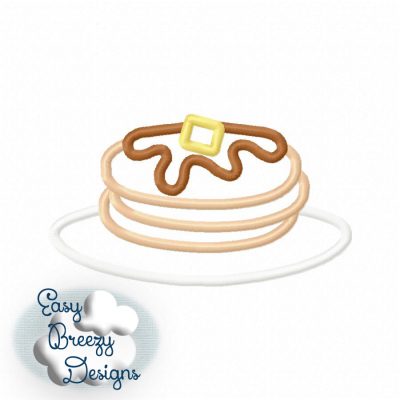 Pancake Plate Applique Design, Plate of Pancakes, Pancake Design - Machine Embroidery Files - Digital Download