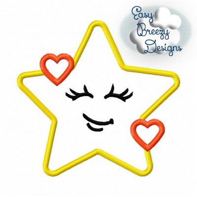 Star Love Applique Design, Star Emoji Applique Design - Embroidery File - Digital Download