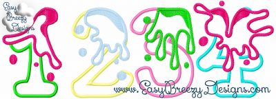 Get Slimed Number Set Applique Files - Machine Embroidery Files - Digital Download