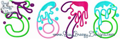 Get Slimed Number Set Applique Files - Machine Embroidery Files - Digital Download - Image 2
