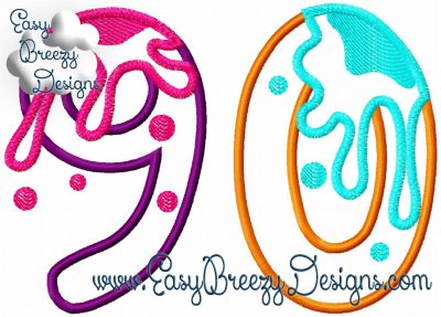 Get Slimed Number Set Applique Files - Machine Embroidery Files - Digital Download - Image 3