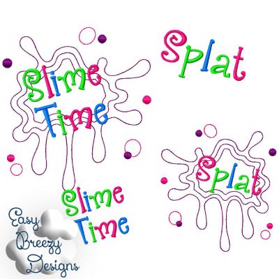 Slime Splat Set Applique Files, Raggy Applique Slime, Embroidered Slime Words - Machine Embroidery Files - Digital Download