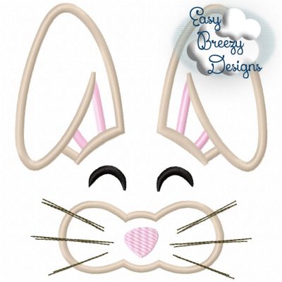 Bunny Face Boy Applique Embroidery Design - Machine Embroidery Files
