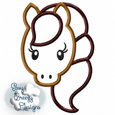 Farm Horse Face Applique, Farm Pony Face Girl Applique Embroidery Design - Machine Embroidery Files