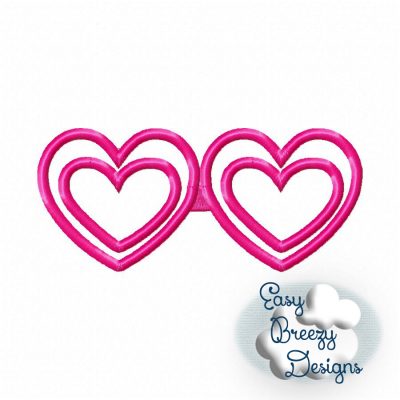 Heart Sunglasses Applique, Cool Shades Applique, Summer Fun - Machine Applique Design