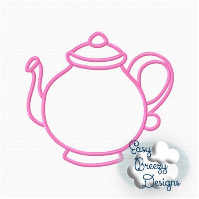 Teapot Applique, Teapot Embroidery Design, Two for Tea Embroidery - Machine Embroidery Files - Digital Download