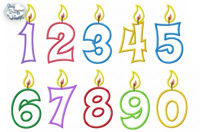 Birthday Candles, Birthday Number Set Applique Files - Machine Embroidery Files - Digital Download