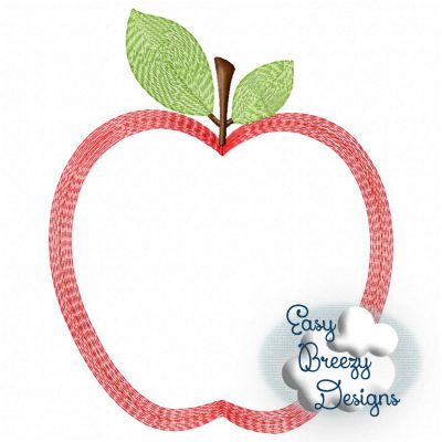 Apple Frame Applique, Sketch Embroidery Apple - Machine Embroidery Digital Download