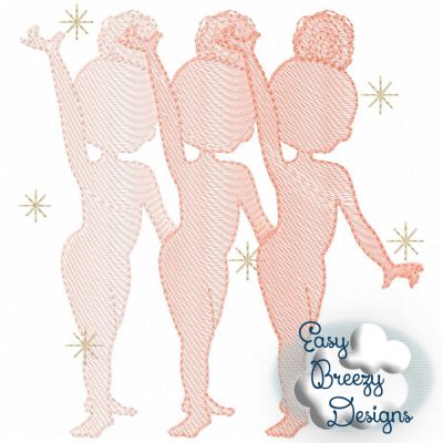Gymnast Trio, Gymnastics Embroidery Design - Machine Embroidery Files - Digital Download