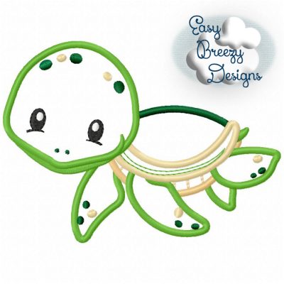 Sea Turtle Applique Design, Ocean Animal Applique - Machine Embroidery Files - Digital Download Only