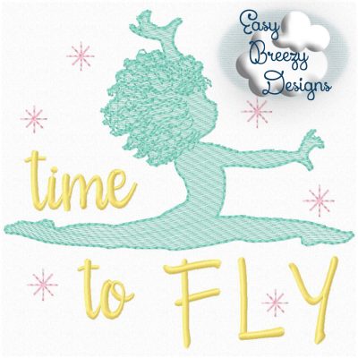 Time To Fly Gymnast, Gymnastics Embroidery Saying Design - Machine Embroidery Files - Digital Download
