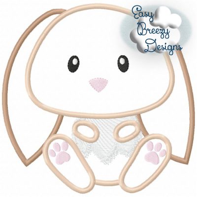Floppy Bunny Boy or Girl Applique, Easter Bunny Embroidery Applique Design, Spring Embroidery  - Machine Embroidery Files