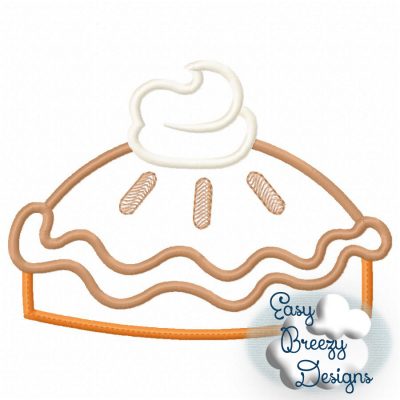 Pumpkin Pie Applique Design, Thanksgiving Pie, Whole Pie with Whipped Topping Applique Design - Machine Embroidery Digital Download Files