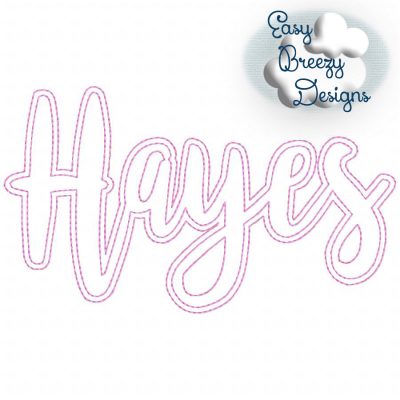 Script Hayes, Raggy Script Name Applique - Digital Download Machine Embroidery File