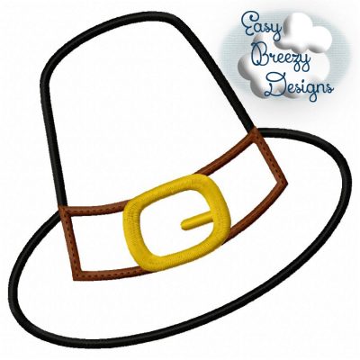 Tall Pilgrim Hat Vintage Stitch Applique, Thanksgiving, Fall Harvest Applique - Machine Embroidery Files - Digital Download