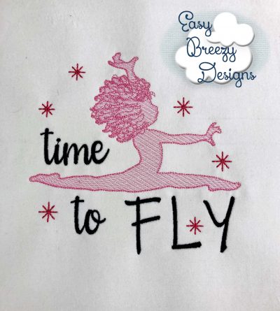 Time to Fly Gymnast Design, Gymnastics Saying, Sketch Embroidery, Gymnastics Embroidery Design - Embroidery File - Digital File Download