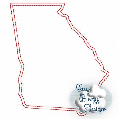 Georgia State Outline Raggy Applique, State Home Design Download - Digital Download Machine Embroidery File