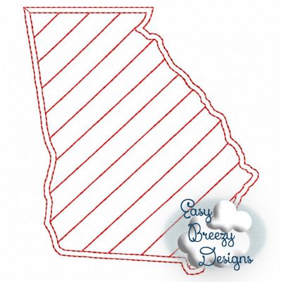 Georgia State Outline Raggy Applique, State Home Design Download - Digital Download Machine Embroidery File - Image 2