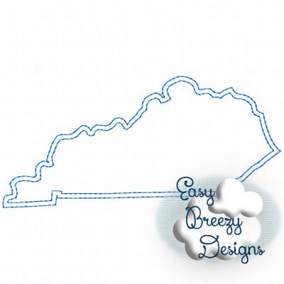 Kentucky State Outline Raggy Applique, State Home Design Download - Digital Download Machine Embroidery File