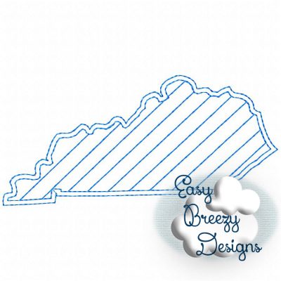 Kentucky State Outline Raggy Applique, State Home Design Download - Digital Download Machine Embroidery File - Image 2