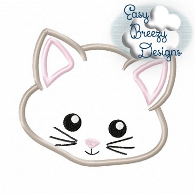 Kitty Face Applique, Pet Kitty Cat Applique - Machine Embroidery Files - Digital Download Only
