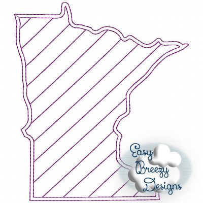 Minnesota State Outline Raggy Applique, State Home Design Download - Digital Download Machine Embroidery File - Image 2